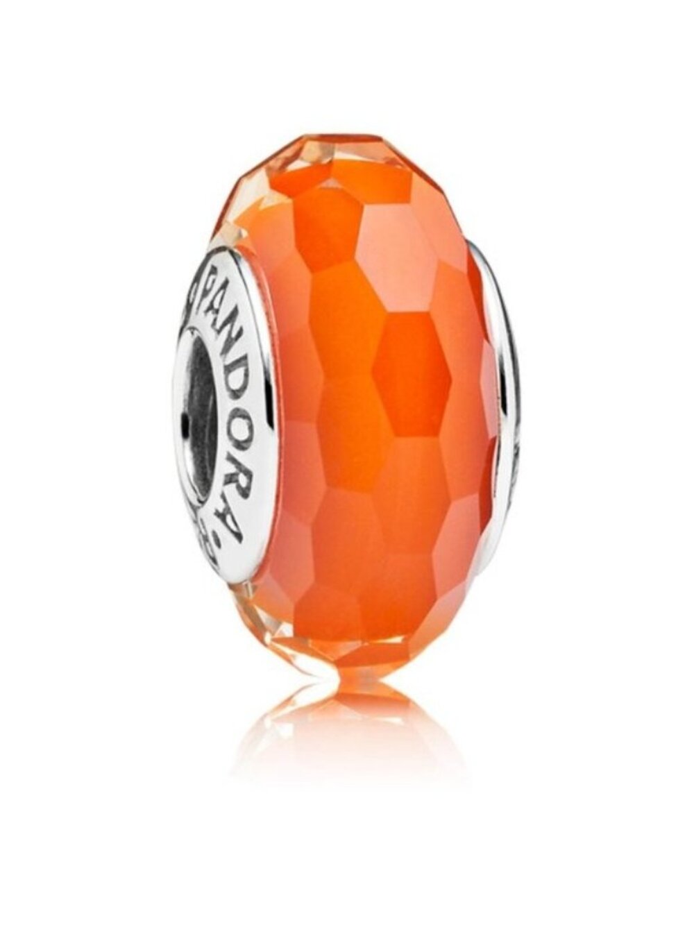 Pandora Sterling Silver Orange Fascinating Faceted Murano Glass Bead - 791626
